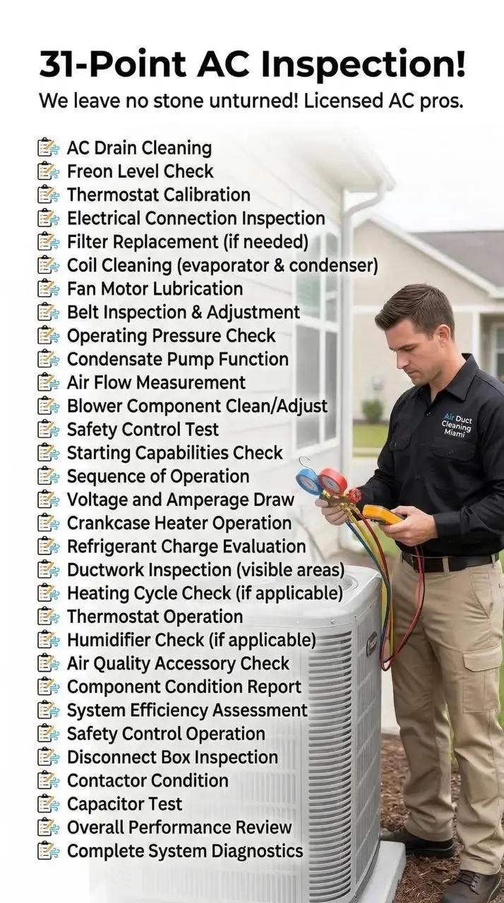 Free AC inspection Miami 31-point checklist