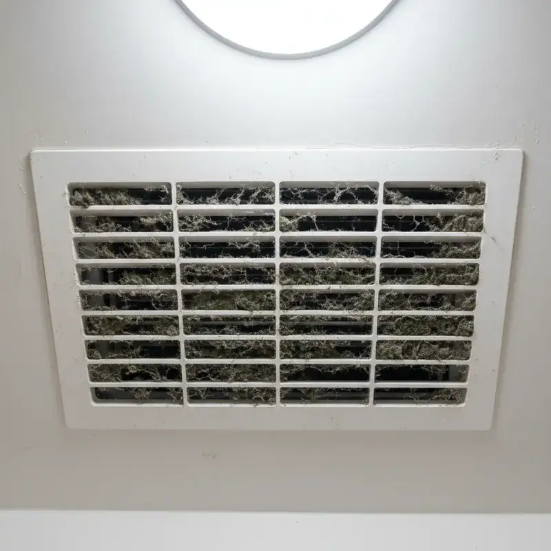 Yellowed and discolored AC return air grille before refurbishing in Miramar
