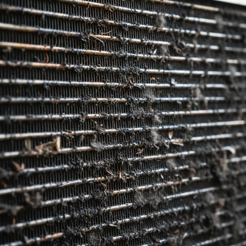 Dirty AC coil with mold buildup before cleaning in Hollywood FL