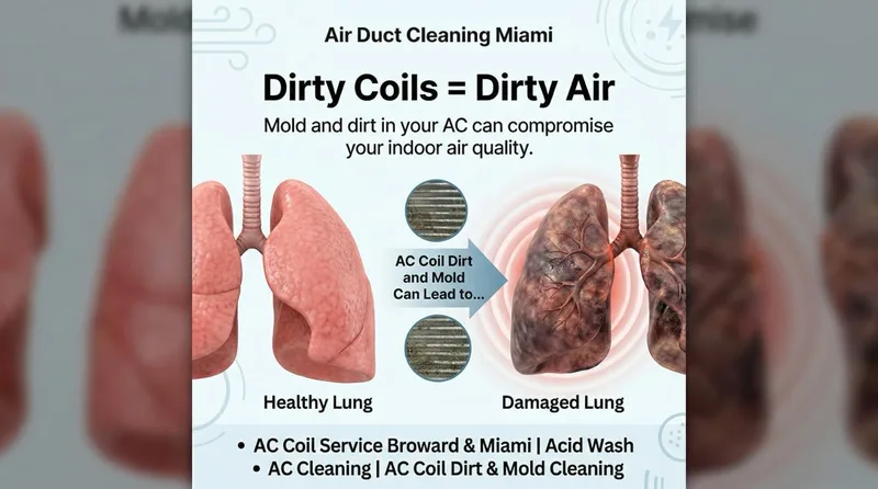 Dirty AC vents and coils cause dirty air and lung damage — Miramar FL homeowners need clean vents