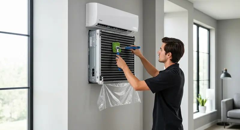 Professional mini split cleaning service in Miami Gardens FL — technician deep cleaning ductless AC unit